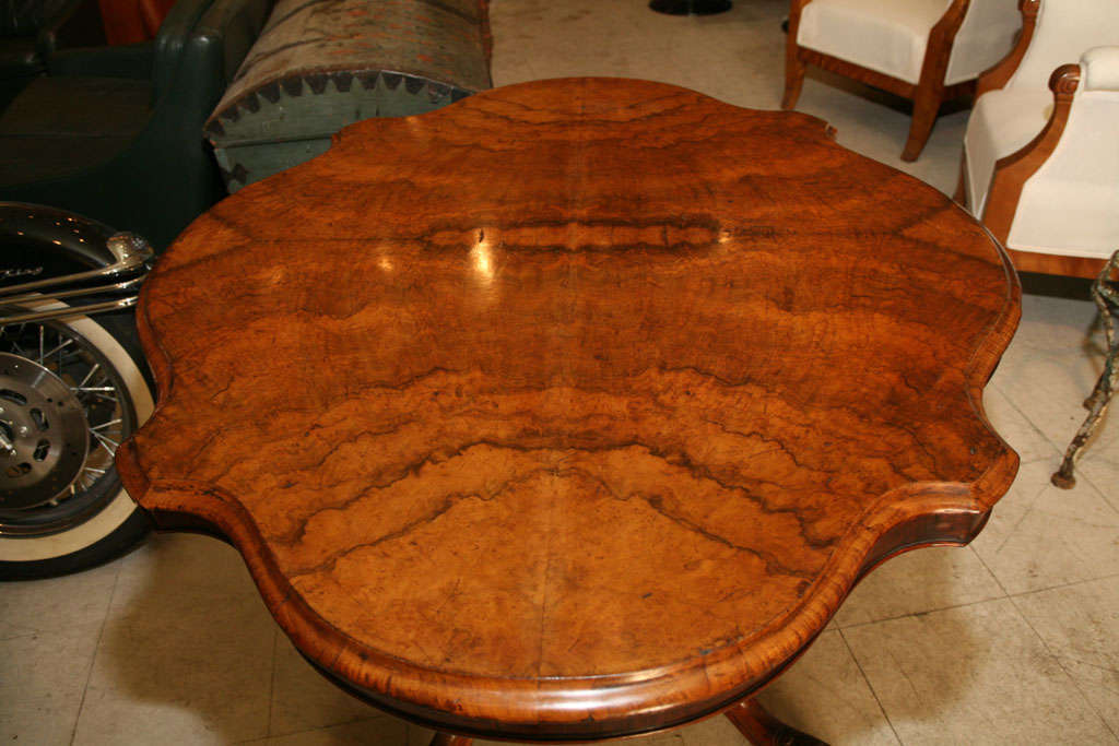 19th Century English Walnut Center Table For Sale