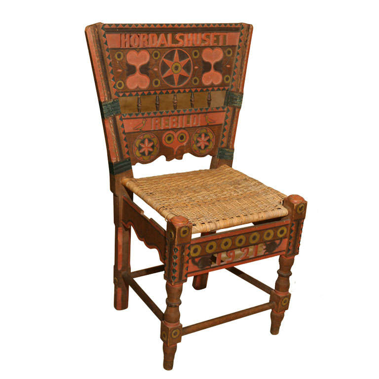 Scandinavian Folk Art Chair For Sale