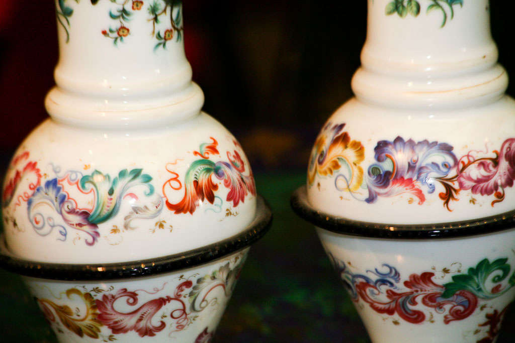 Pair of French Opaline Vases For Sale 4