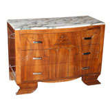Large French Art Deco Marble Top Dresser