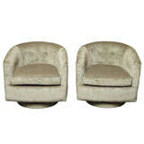 Classic Milo Baughman Style Swivel Lounge Chairs