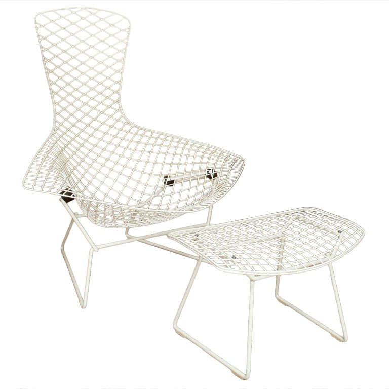 Classic Early  Bertoia Bird Chair  for Knoll with Ottoman