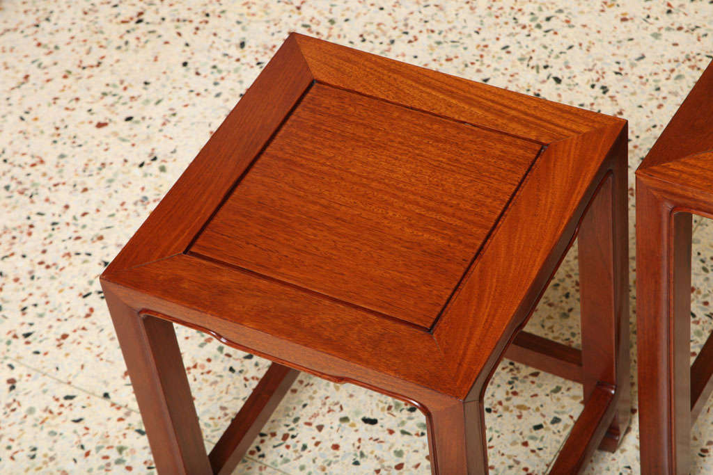 Mid-20th Century Exquisite Baker Far East Style Teak Nesting Tables Set of 4