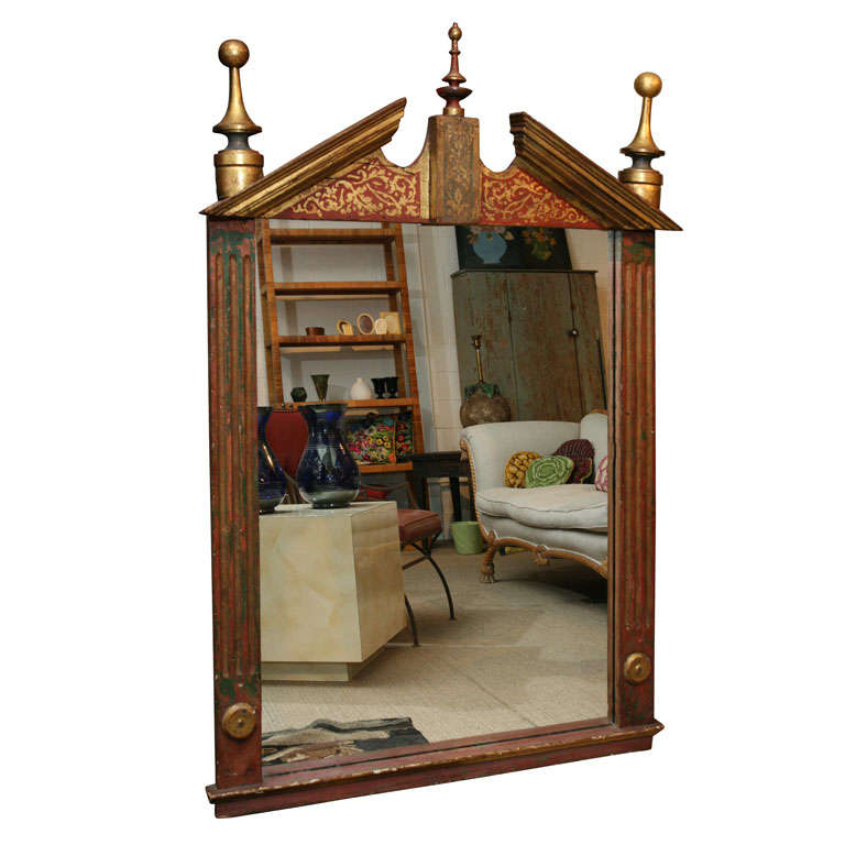 A Triple Finial Mirror For Sale