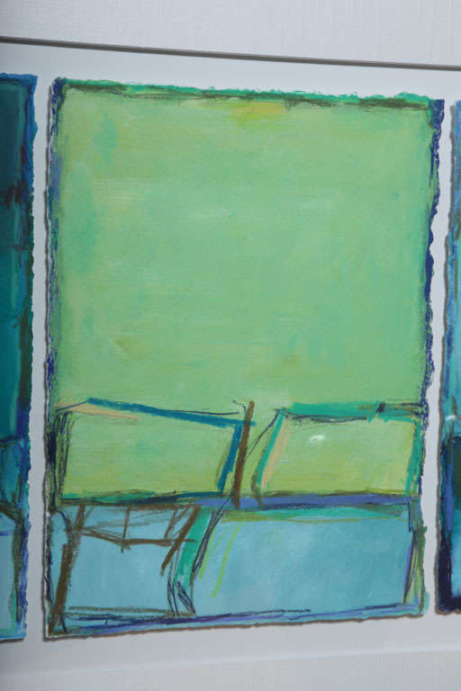 Contemporary Doreen Noar Triptych - Oil on Paper For Sale