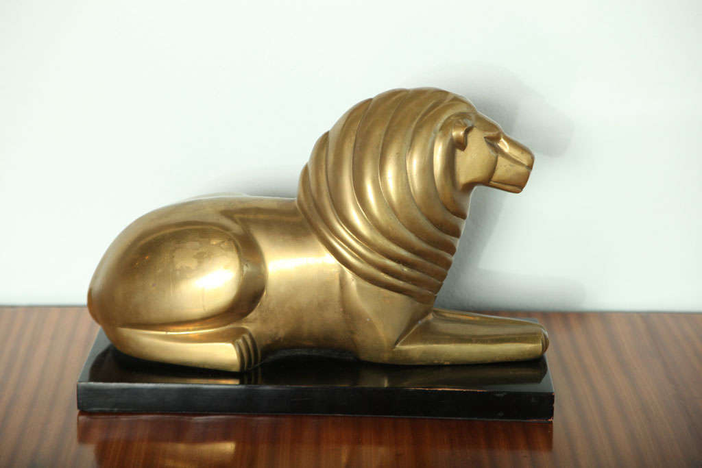 art deco lion statue