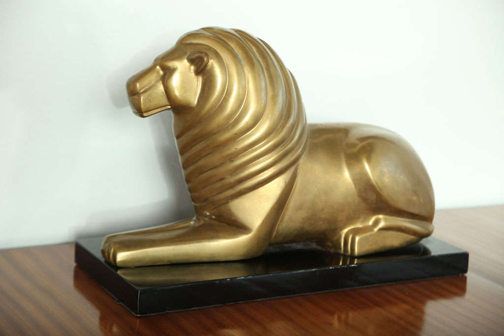 the highly stylized lion on a lacquer base
