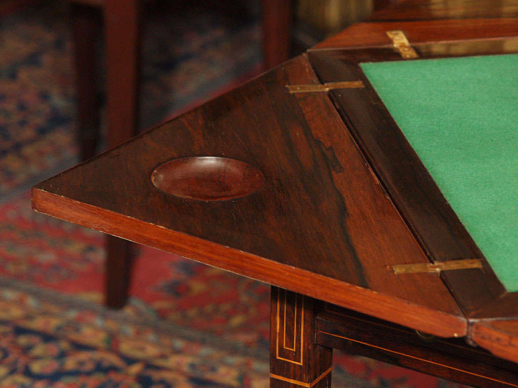 Antique English Rosewood Handkerchief Table with Superb Inlay 3
