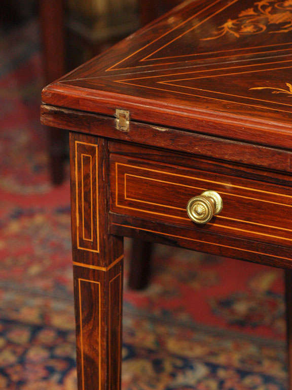 Antique English Rosewood Handkerchief Table with Superb Inlay 5