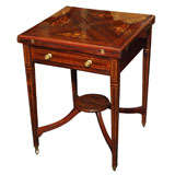 Antique English Rosewood Handkerchief Table with Superb Inlay