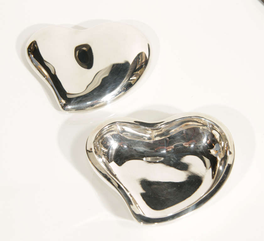 Sterling Silver Elsa Peretti, Tiffany & Co. Heart Shaped Boxes For Sale