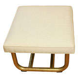 Upholstered Brass Base Ottoman
