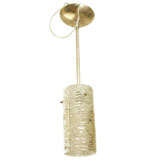 Cylindrical Textured Glass Pendant Ceiling Fixture with Brass Details by Kalmar