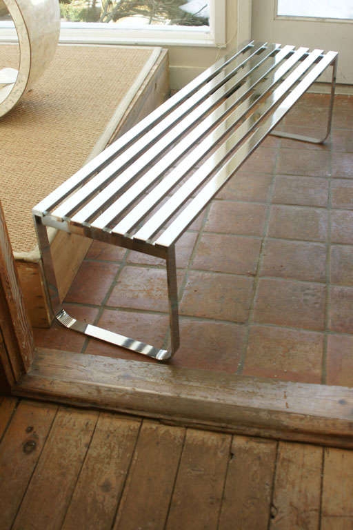 Mid-20th Century Milo Baughman Chrome Slated Bench