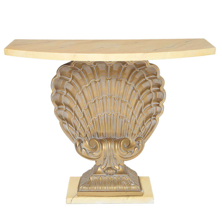 Continental Gilded Scallop Shell Console