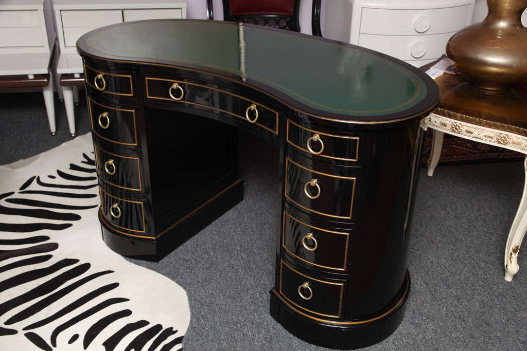 Kidney Shaped Tooled Leather Top Sligh Lowry Desk And Chair 2