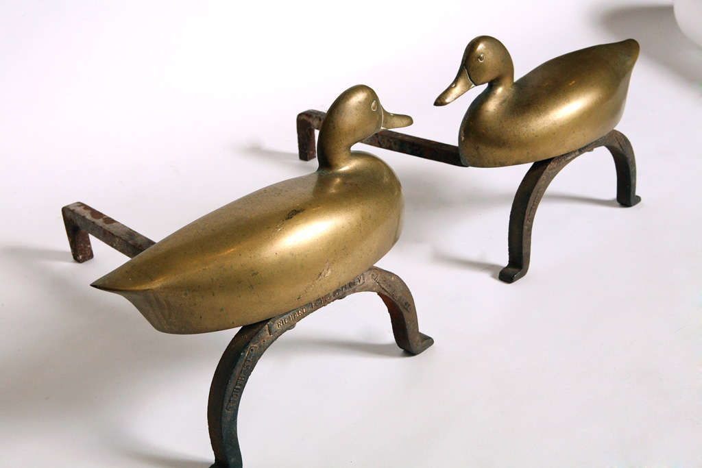 Brass Duck Andirons 2