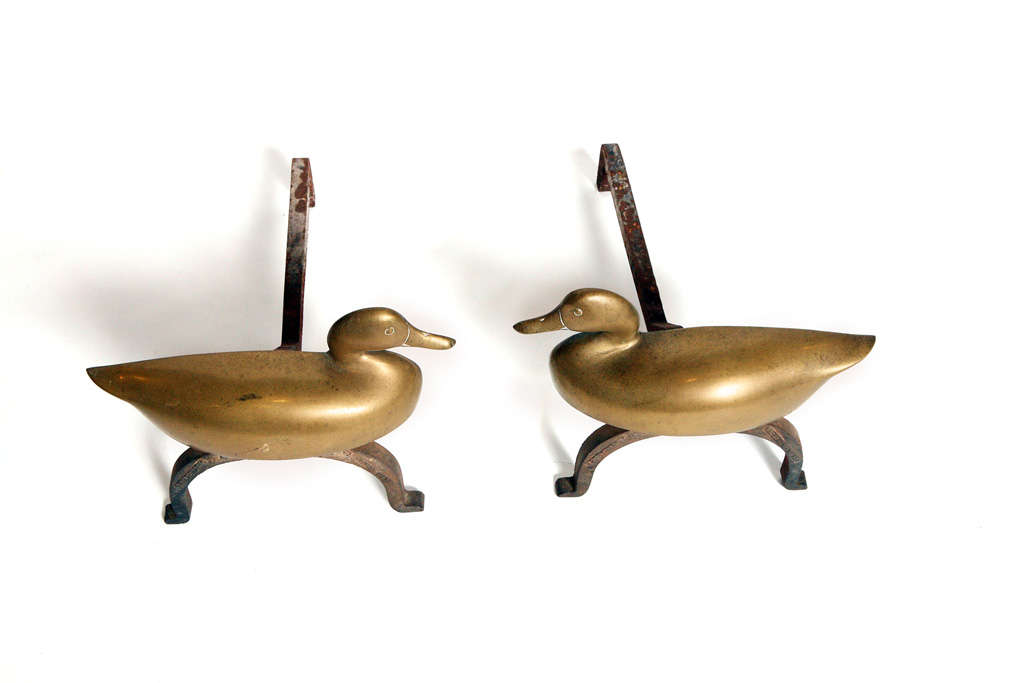 Brass Duck Andirons 3
