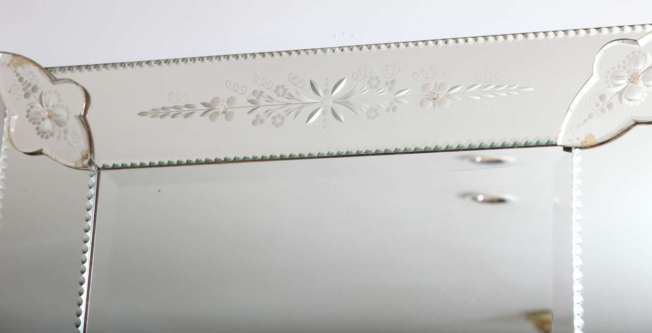 French Bevelled and Etched Mirror 1