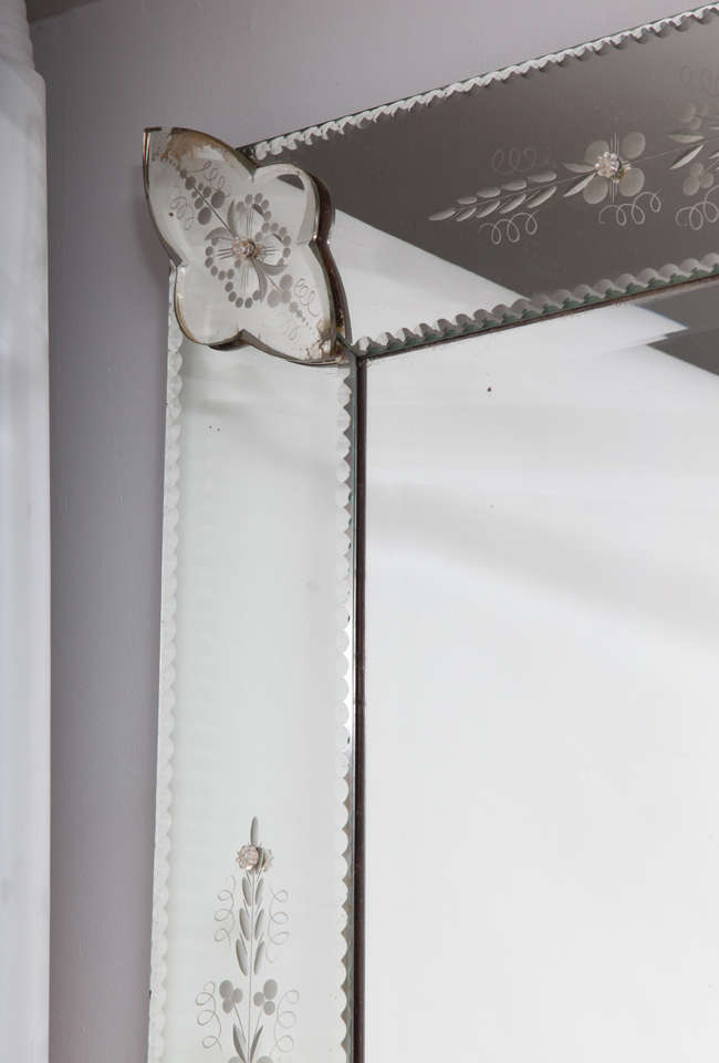 French Bevelled and Etched Mirror For Sale at 1stdibs