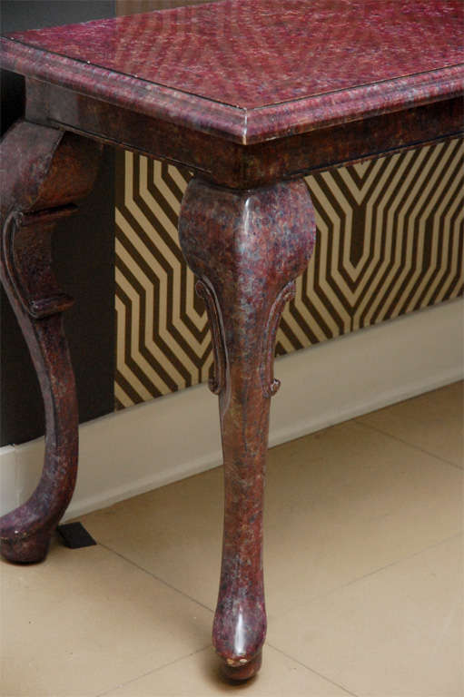 Faux Marble Console Table In Excellent Condition For Sale In South Pasadena, CA