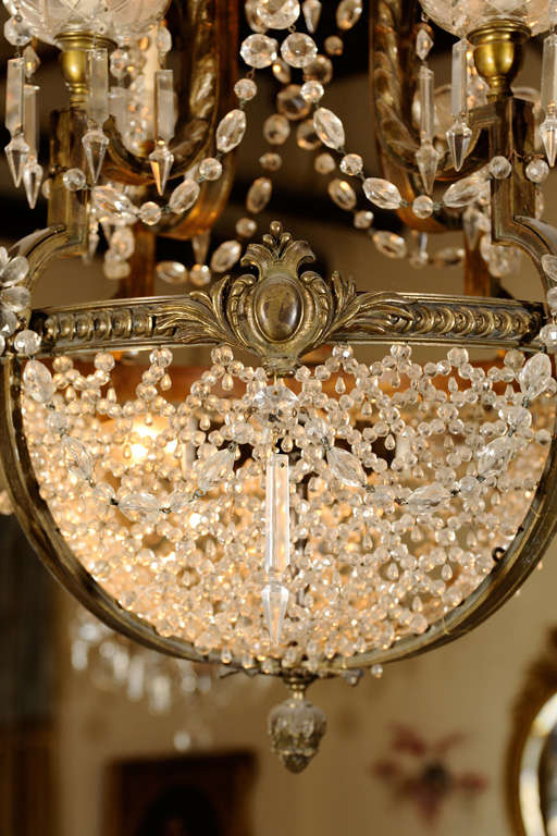 Austrian 19th Century Crystal And Bronze Chandelier