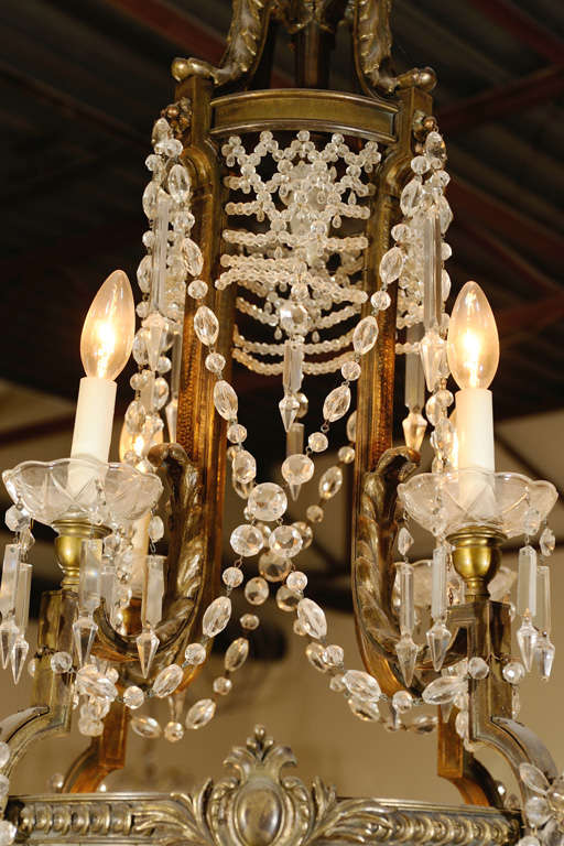 19th Century Crystal And Bronze Chandelier 1