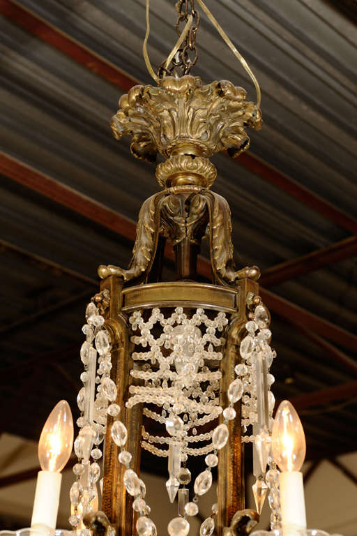 19th Century Crystal And Bronze Chandelier 2