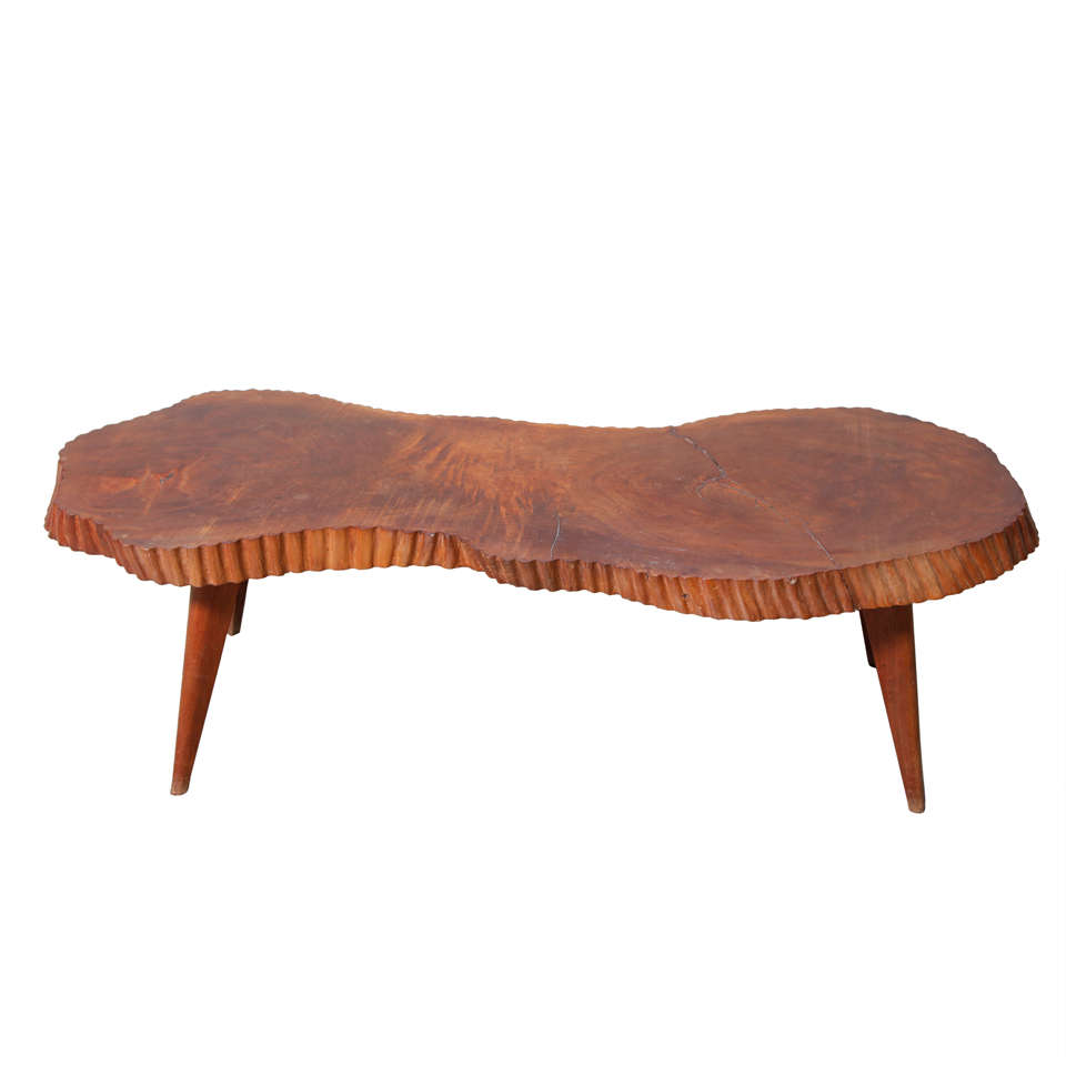 1960's French solid wood organic shaped coffee table