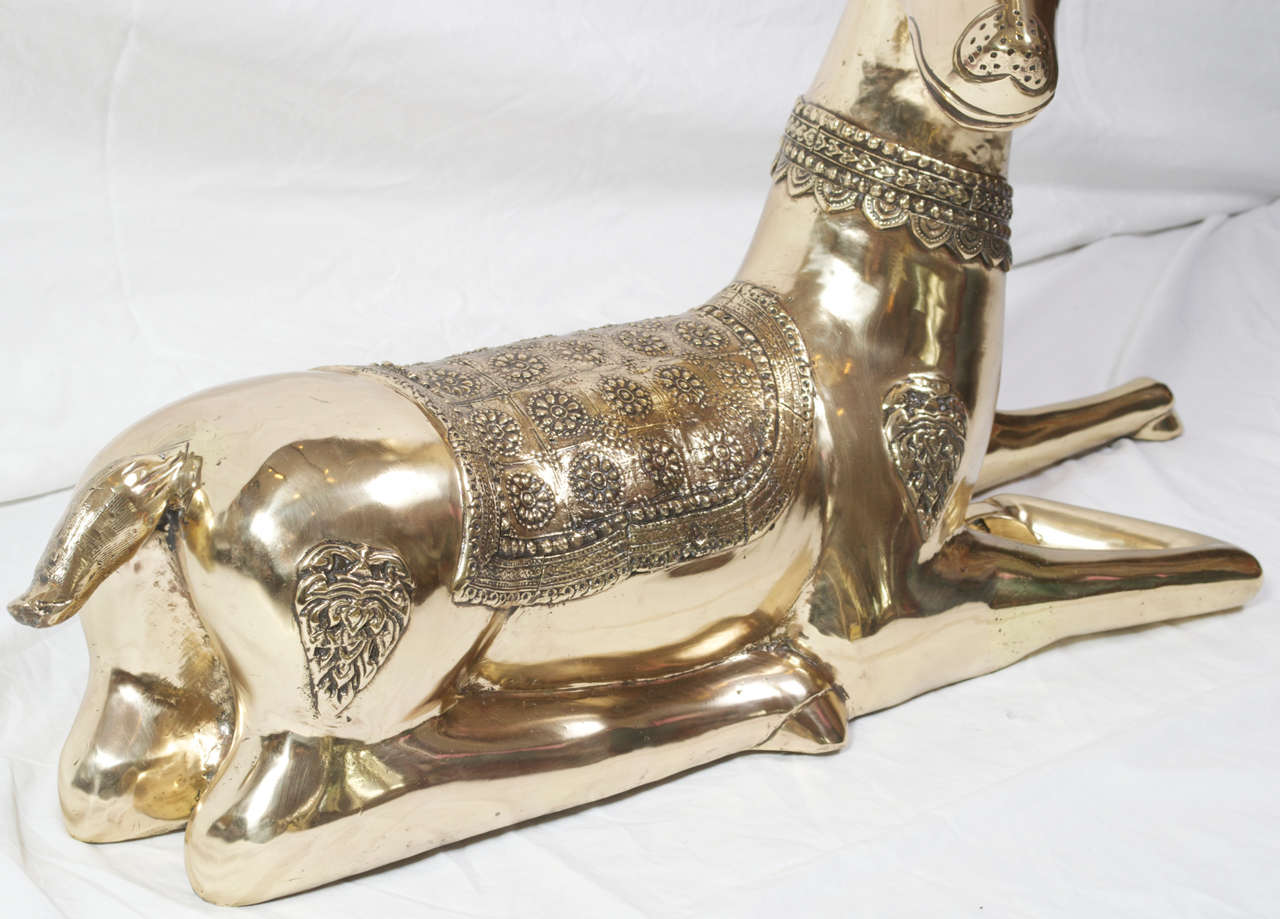 Large Heavy Brass 1970's Deer by Sarreid In Excellent Condition In San Francisco, CA