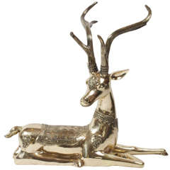 Large Heavy Brass 1970's Deer by Sarreid