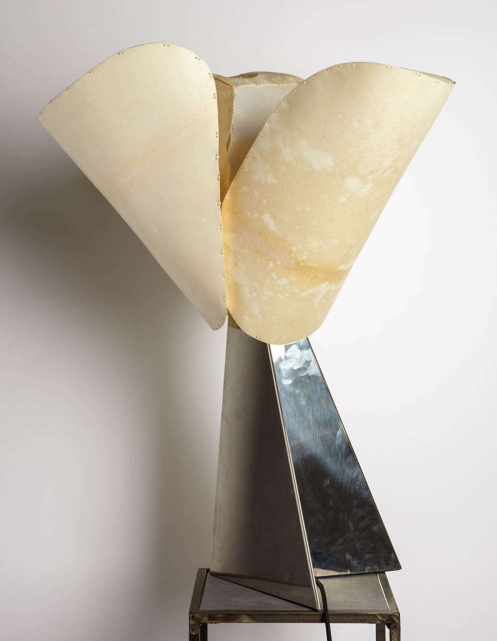 natural parchment  lampshade on a alpaca base