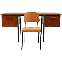 Jean Prouve Standard Desk & Chair, Ateliers Jean Prouve, France 1941