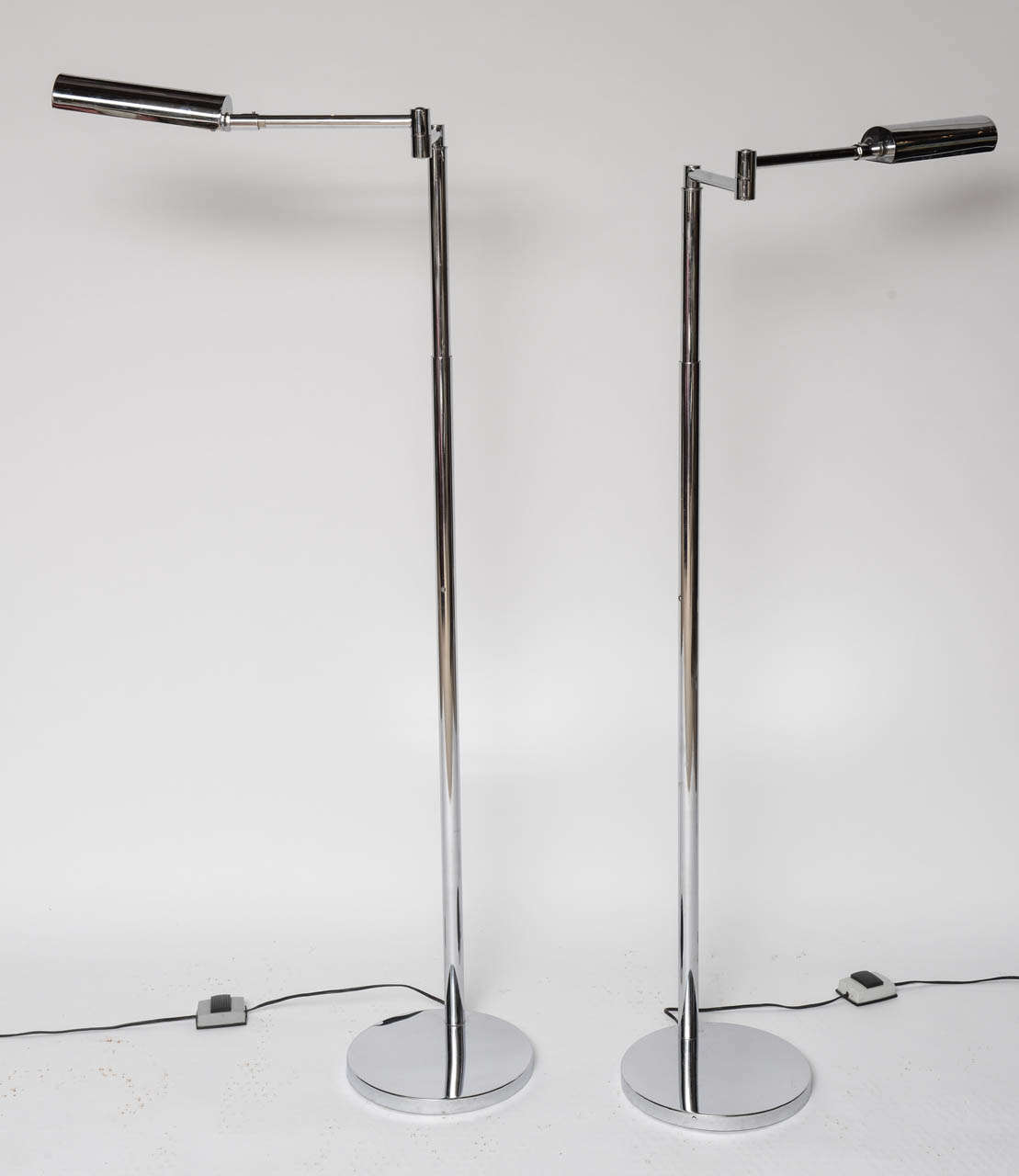 American Pair of Koch & Lowy Chrome Floor Lamps