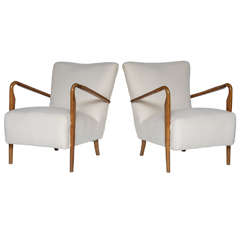Italian Art Deco Lounge Chairs, Pair