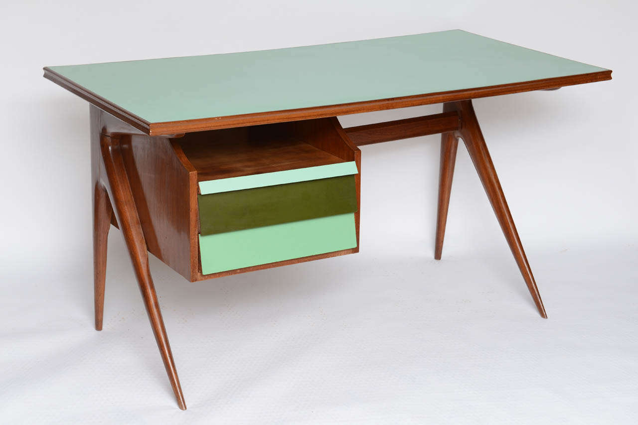 Italian Midcentury Laminate Writing Desk In Excellent Condition In Miami, FL