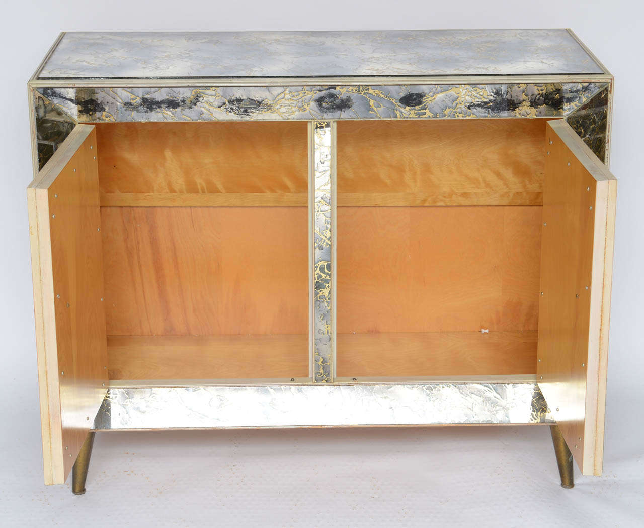 American Beautiful 1940's Mirrored Cabinet with Brass Legs