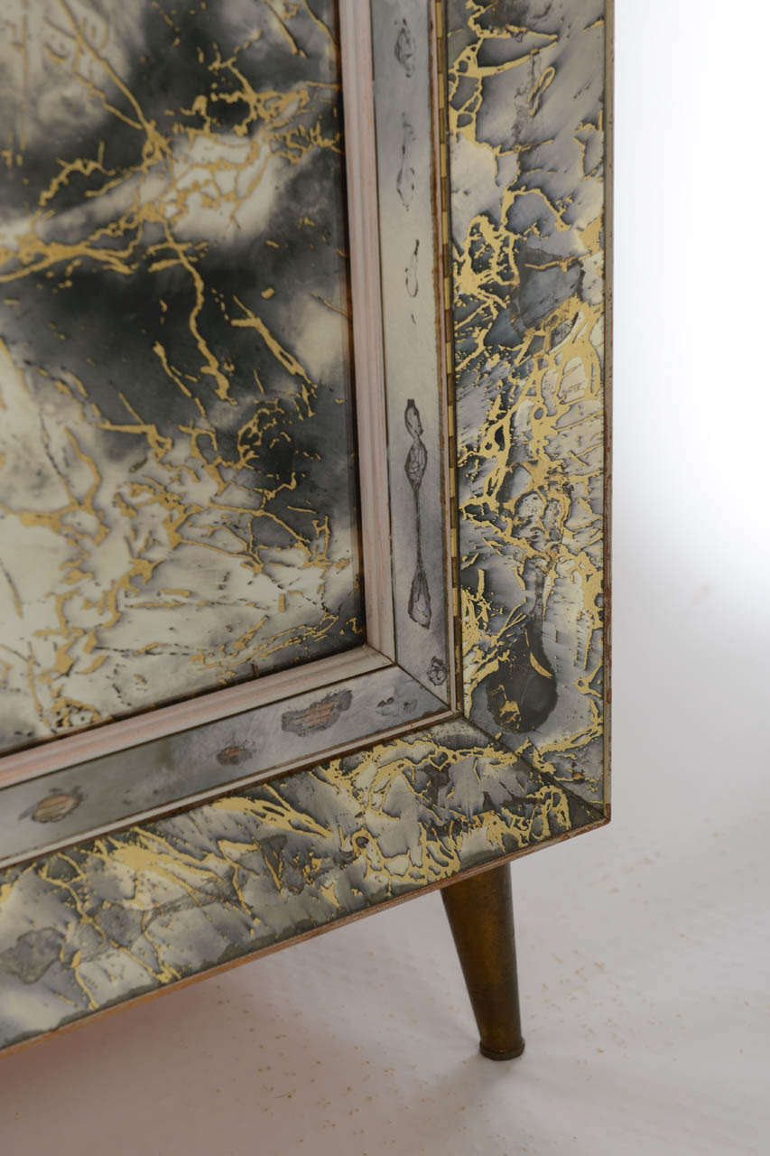 Mid-20th Century Beautiful 1940's Mirrored Cabinet with Brass Legs