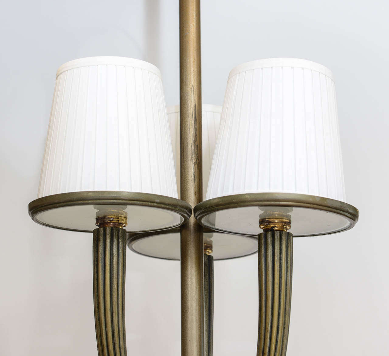 Mid-20th Century Bronze and Glass Art Deco Chandelier For Sale