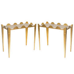 Pair of Scalloped Gilded Iron Console Tables