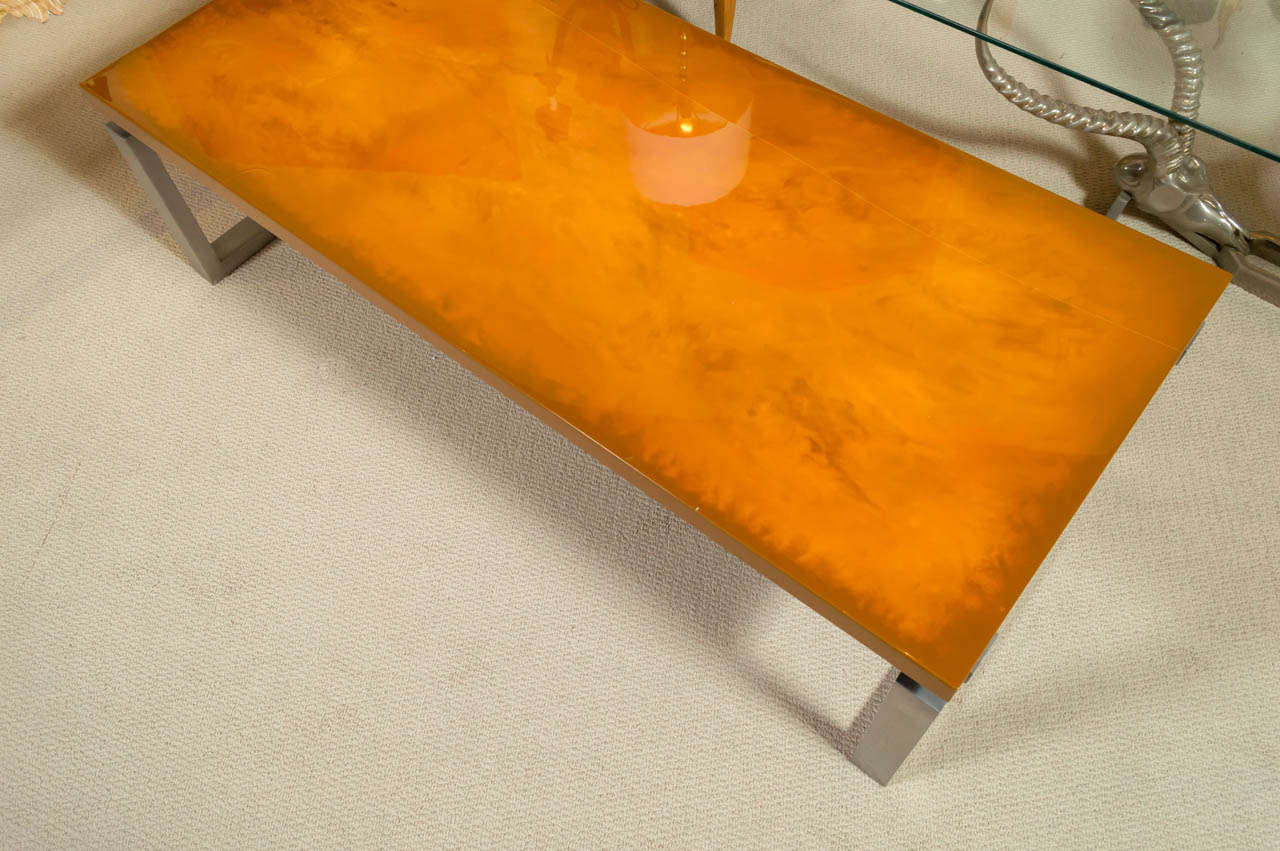 Maison CHARLES Steel and Lacquered-Top Cocktail Table In Good Condition In San Francisco, CA