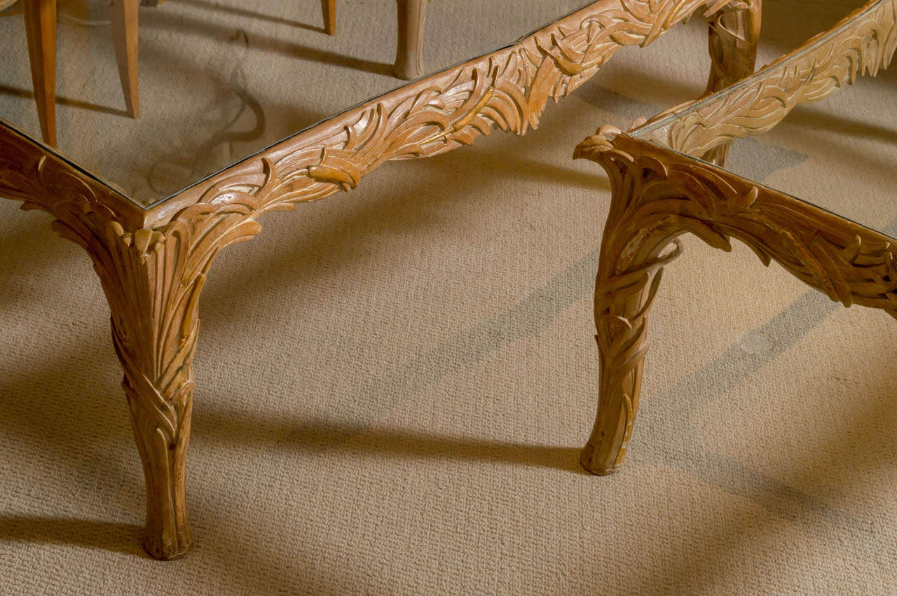 Carved Maison JANSEN Pair of Cocktail Tables
