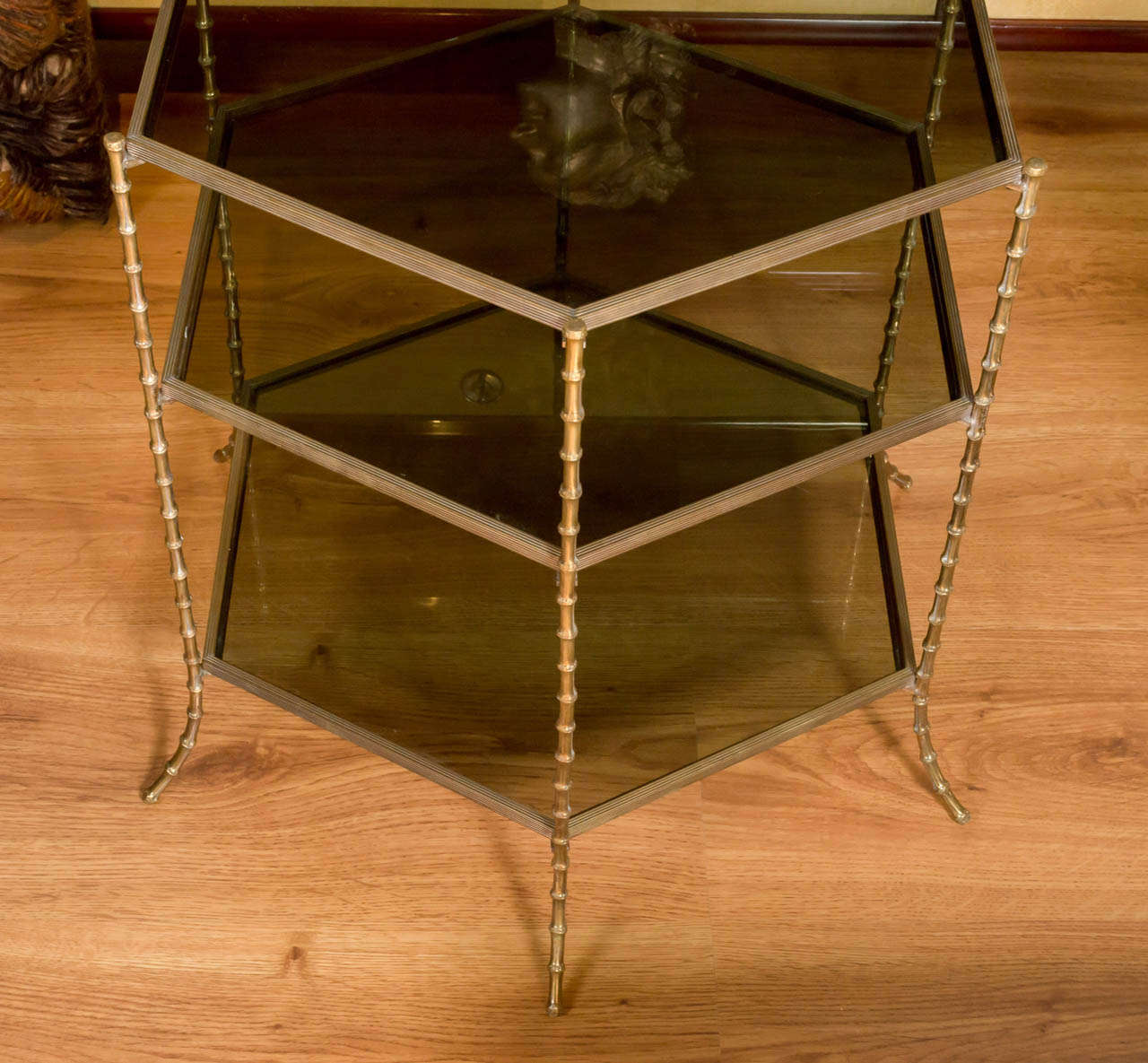 Maison BAGUES Three-Tiered Bronze Side Table In Excellent Condition In San Francisco, CA