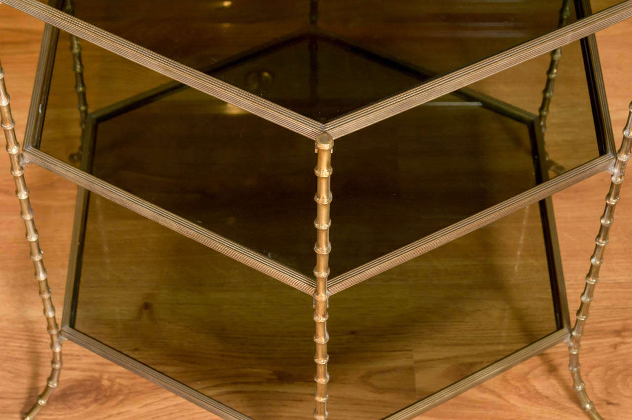 Mid-20th Century Maison BAGUES Three-Tiered Bronze Side Table