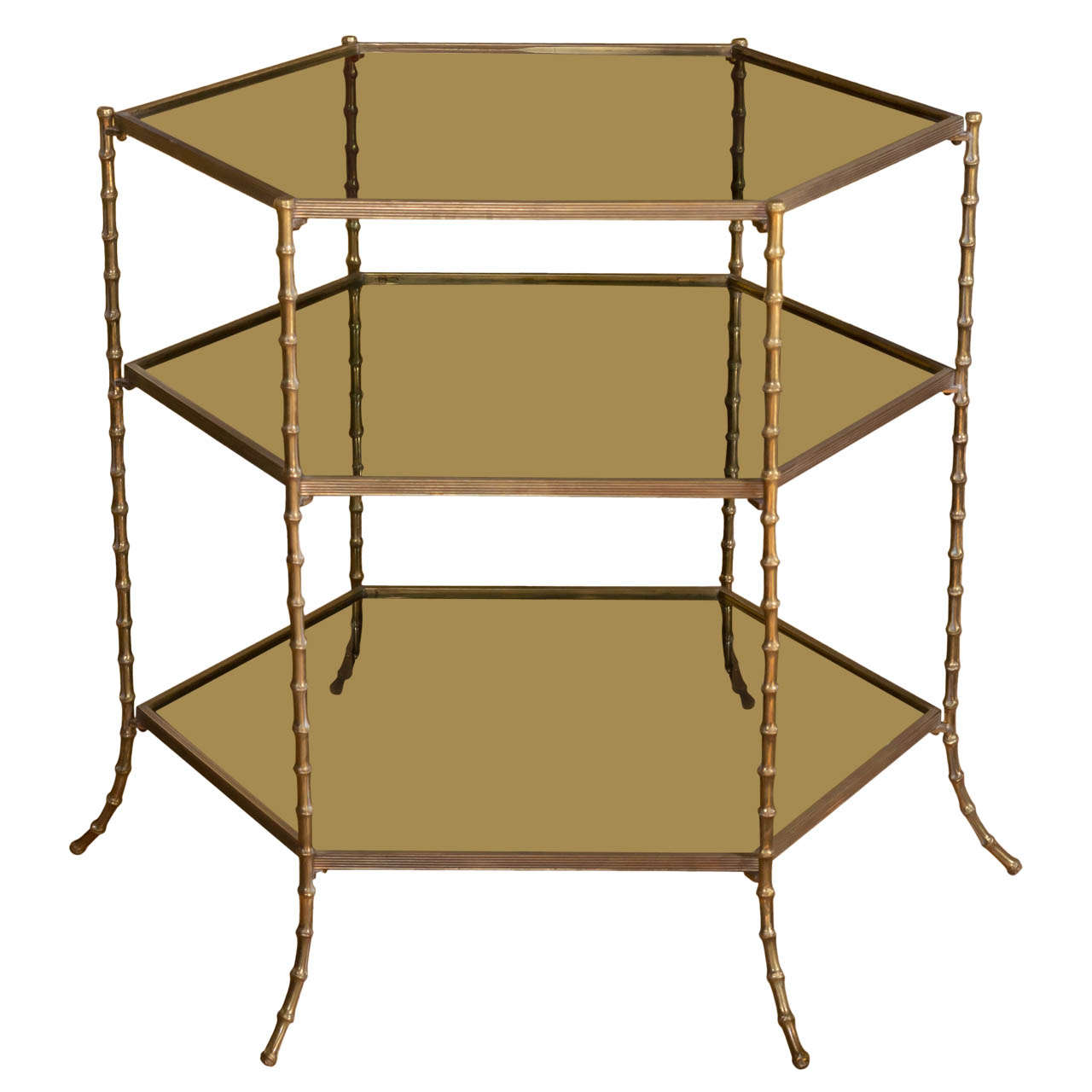 Maison BAGUES Three-Tiered Bronze Side Table