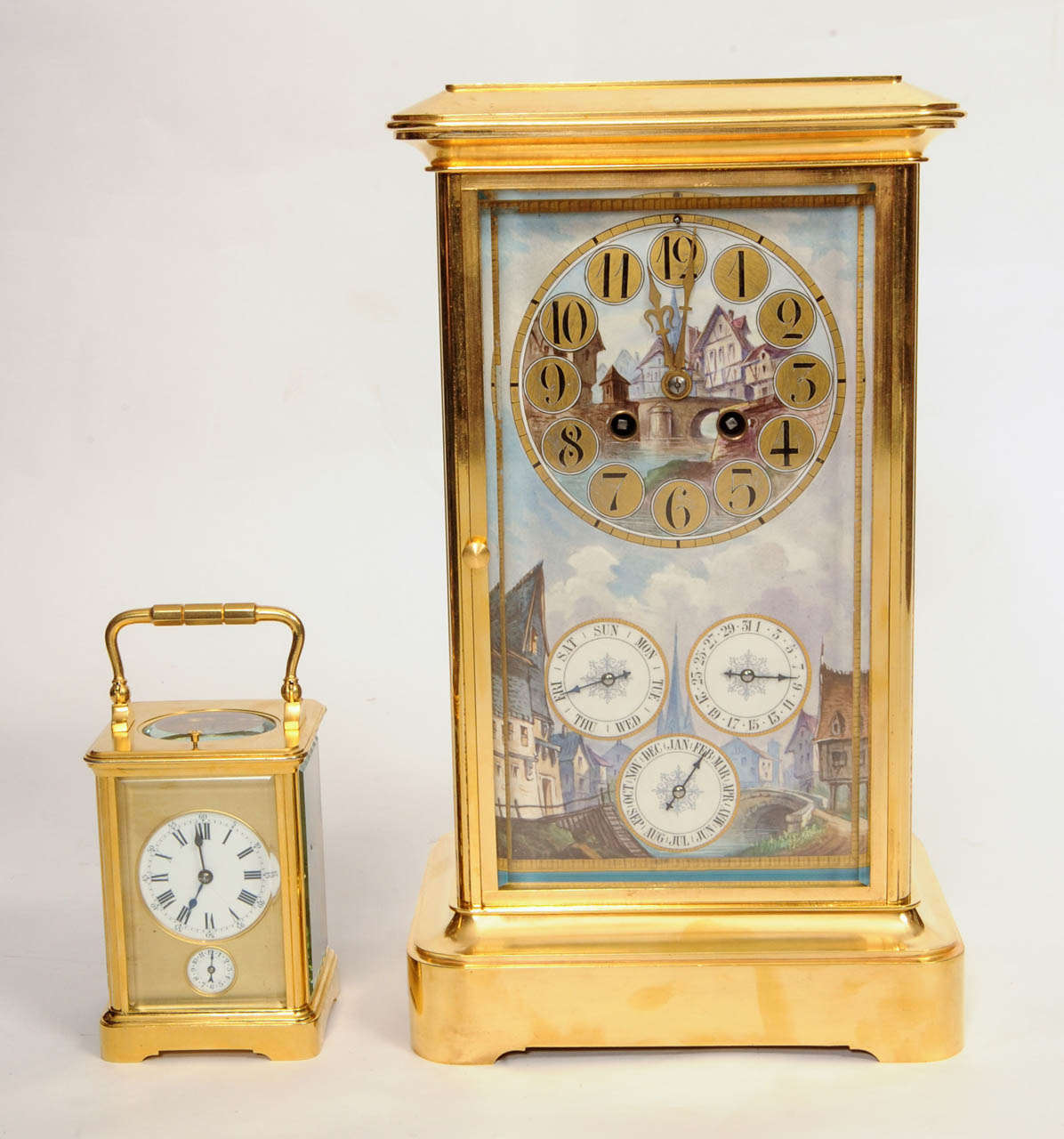 A French Brass Sevres Mounted Mantel Clock with Perpetual Calendar circa 1880 For Sale 3