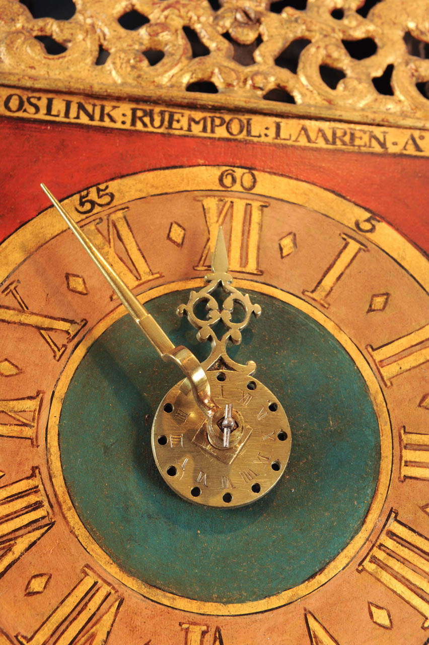 Folk Art A Good Dutch Geldern Polychrome Painted Alarm 'stoelklok', Goslink Ruempol, 1746 For Sale