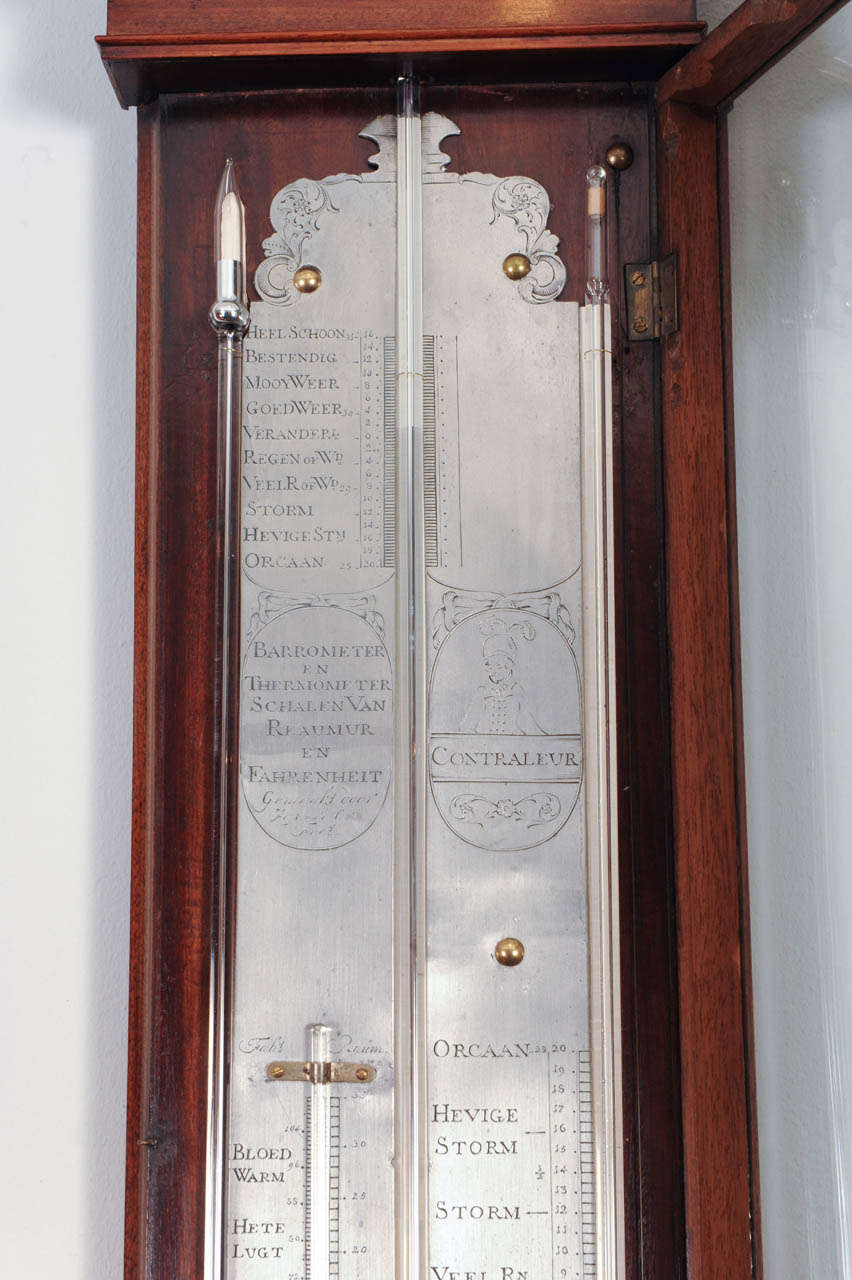 18th Century and Earlier A good Dutch Louis XVI mahogany inlaid 'bakbarometer', Zaveri Ori, circa 1800 For Sale