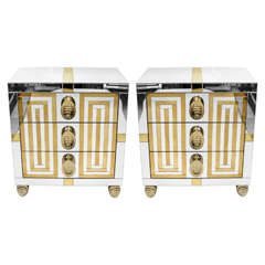 Pair of Commodes in Mirror, Signed by J. Martin