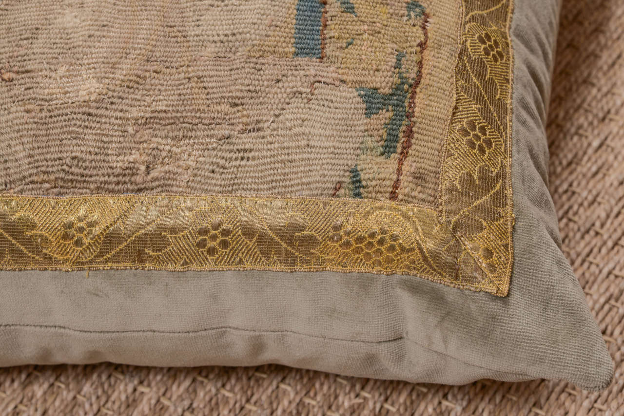 18th Century and Earlier Maison Maison 17th Century Tapestry Fragment Pillow